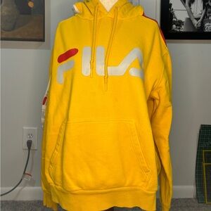 Urban Outfitters Fila flash reflective hoodie in yellow with white and red